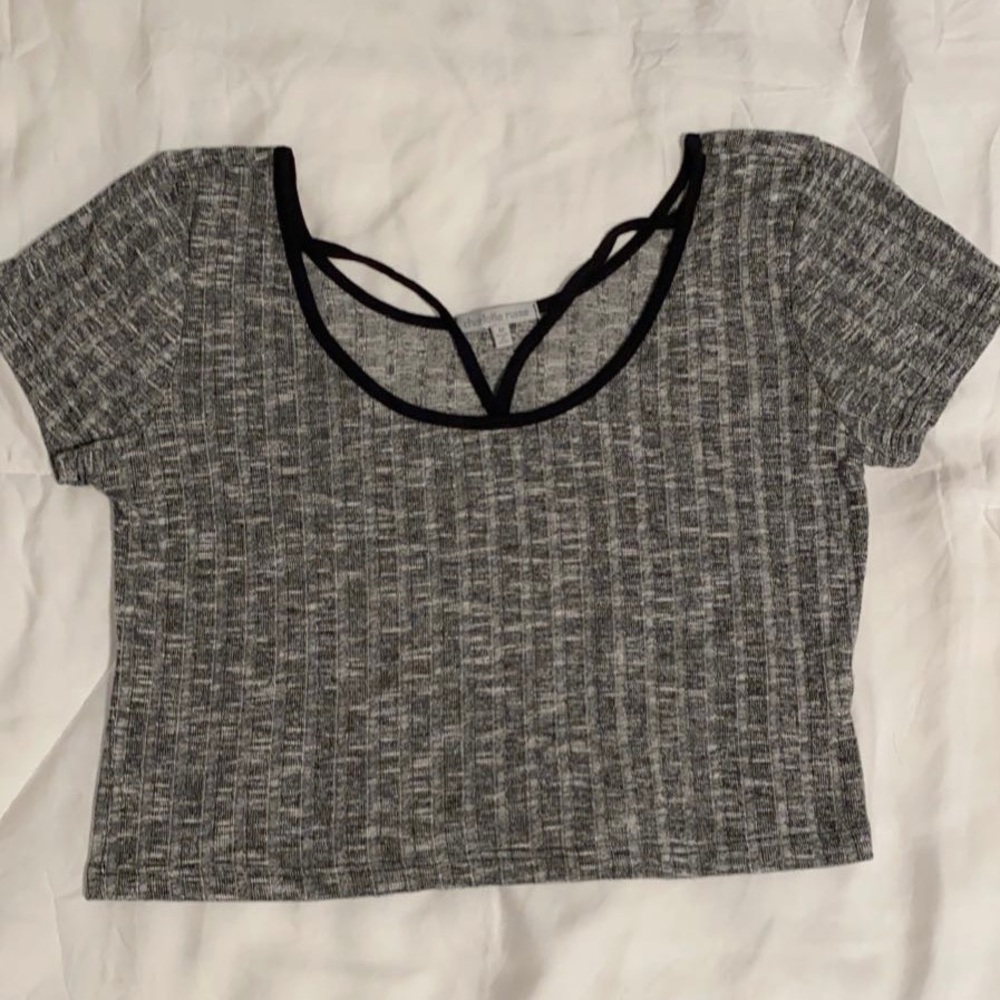 Charlotte Russe Gray Ribbed Crop Top